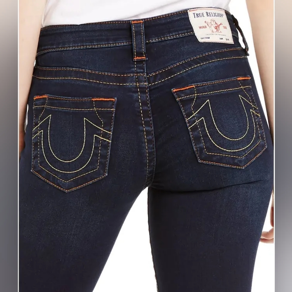 True Religion Women's Blue Jeans size 28 halle higher super skinny